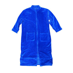 Alexander Del Rossa Zip Robe Plush Fleece Housecoat Royal Blue S/M Lounge Wear